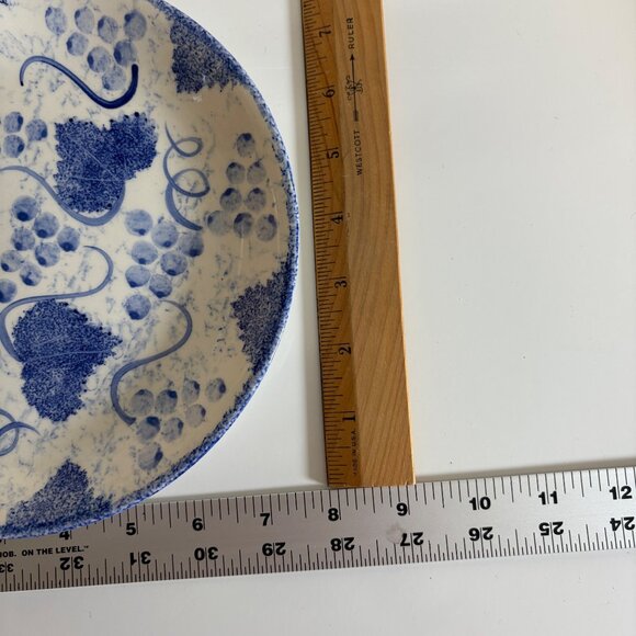 Poole Pottery Hand Painted Blue White Grapes and Leaves Ceramic Plates Set Of 4 - Picture 4 of 5